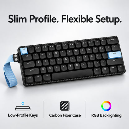 60% Low-Profile Wireless Mechanical Keyboard, Black and Blue