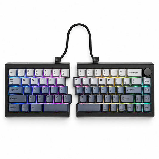 65% Split Wireless Mechanical Keyboard with RGB, Black and Gray
