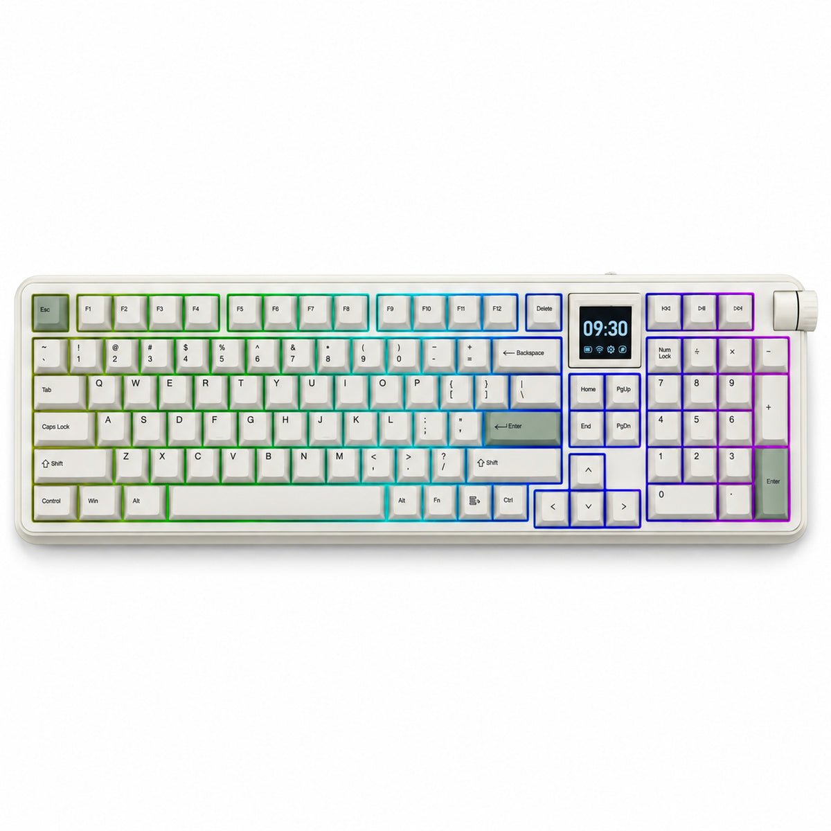 Retro Wireless Mechanical Keyboard with Display and Number Pad, Cream
