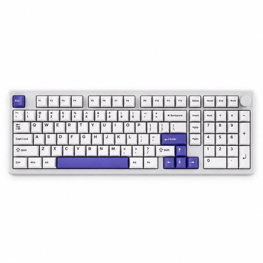 100-Key Aluminum Wireless Mechanical Keyboard, White and Purple
